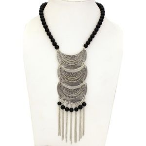 Black Beads and Oxidized Silver Jewelry